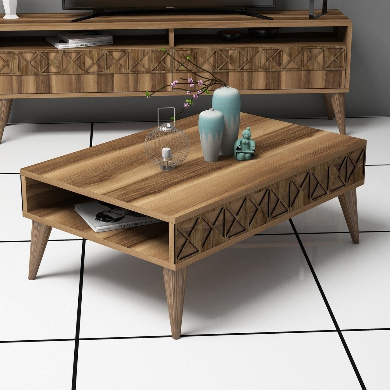 Masuta de cafea Line Walnut, Hommy Craft, 90x60x34,6 cm, aluna - imagine 4